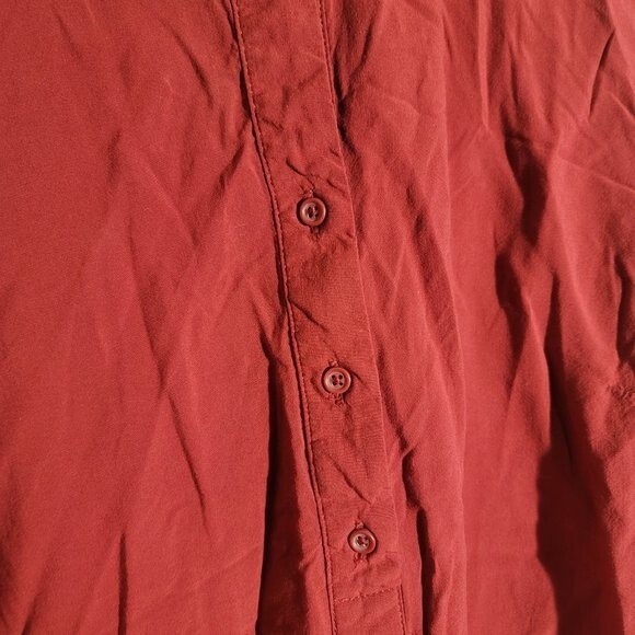 Old Navy Women's Half Button Down Long Sleeve Red Burgundy Blouse Top sz L GUC - Picture 4 of 6